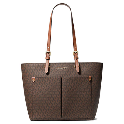 Bolsa Michael Kors Jet Set Medium Logo Pocket Tote Bag Brown