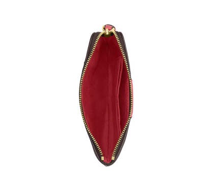 Monedero Coach Corner Zip Wristlet In Signature Canvas With Stripe Walnut True Red