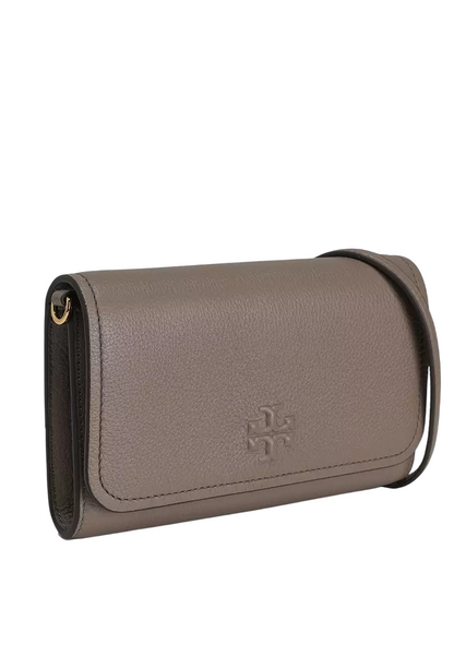 Bolsa Tory Burch Thea Flat Wallet Crossbody Gray Heron