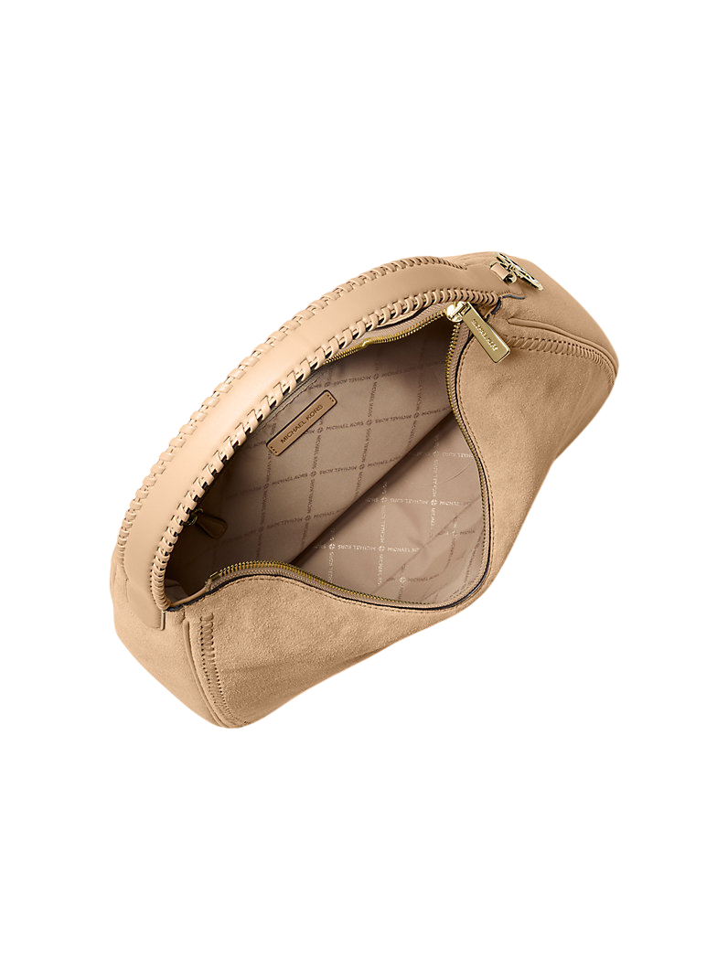 Bolsa Michael Kors Nayla Medium Suede Hobo Shoulder Bag Camel