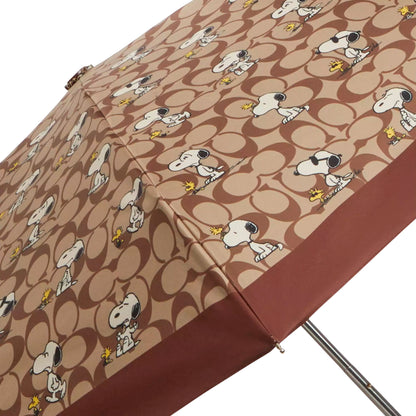 Paraguas Coach X Peanuts Uv Protection Mini Umbrella Signature Snoopy Print Brown