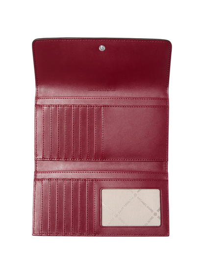 Cartera Michael Kors Jet Set Travel Signature Logo Tri-Fold Wallet Maroon