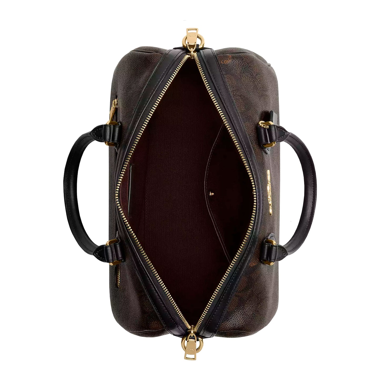 Bolsa Coach Rowan Large Satchel Bag Signature Canvas Walnut Black