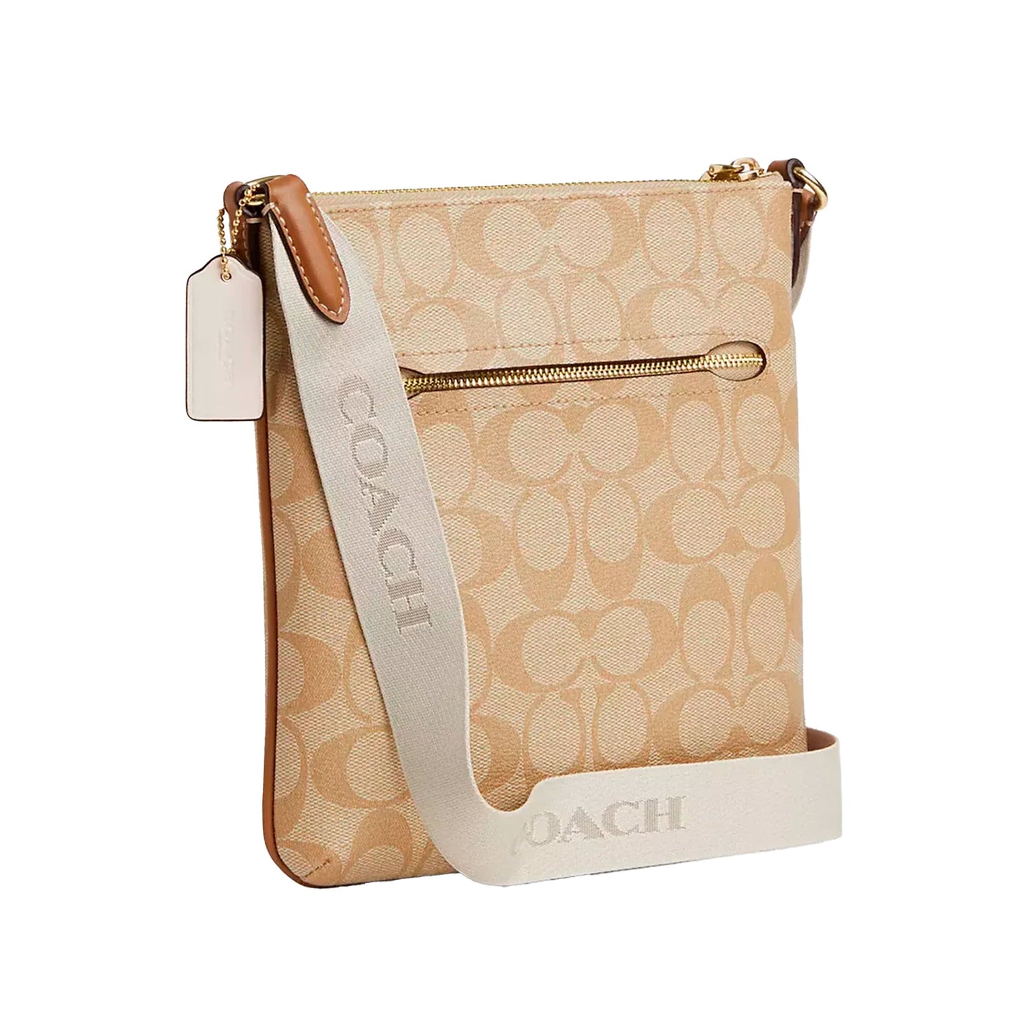 Bolsa Coach Mini Rowan File In Signature Canvas With Stripe Light Khaki