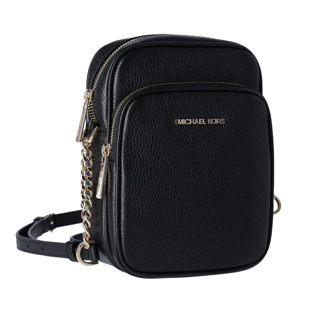 Bolsa Michael Kors Jet Set Travel Medium Pebbled Leather Crossbody Bag Black