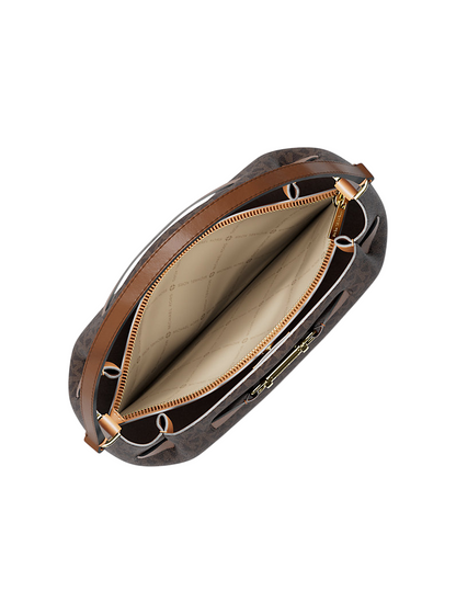 Bolsa Michael Kors Carson Medium Signature Logo Convertible Bucket Crossbody Bag Brown