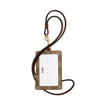 Tarjetero Coach Id Lanyard In Signature Canvas Light Khaki