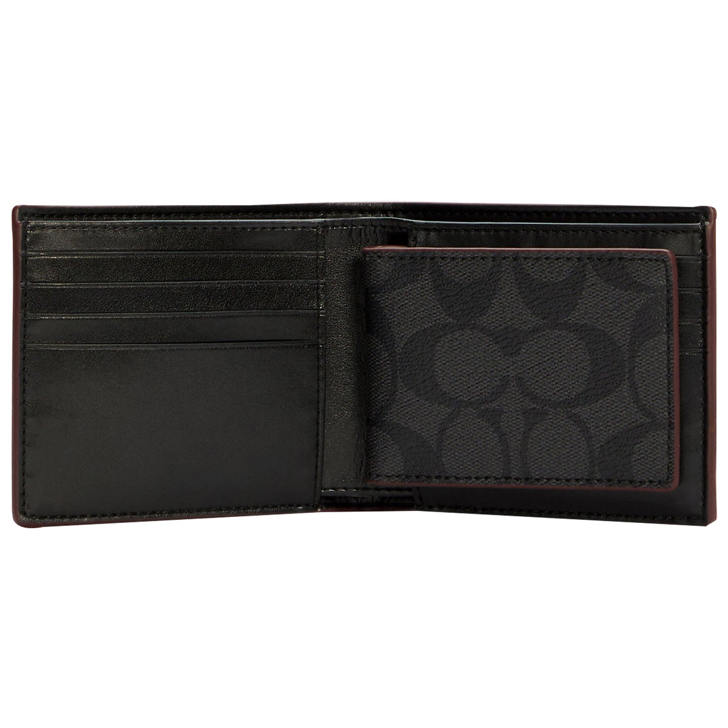 Cartera Coach Boxed 3 In 1 Wallet Gift Set In Signature Canvas Black Oxblood