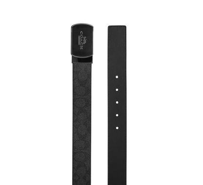 Cinturón Coach Plaque Buckle Cut-To-Size Reversible Belt, 38 Mm Charcoal Black