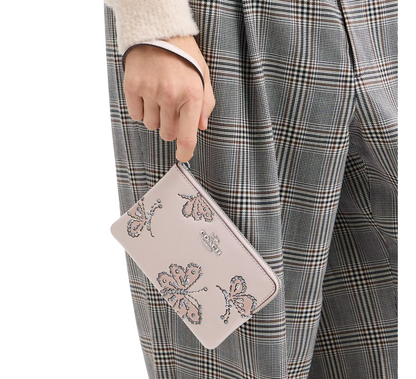 Monedero Coach Corner Zip Wristlet With Sparkly Butterfly Print