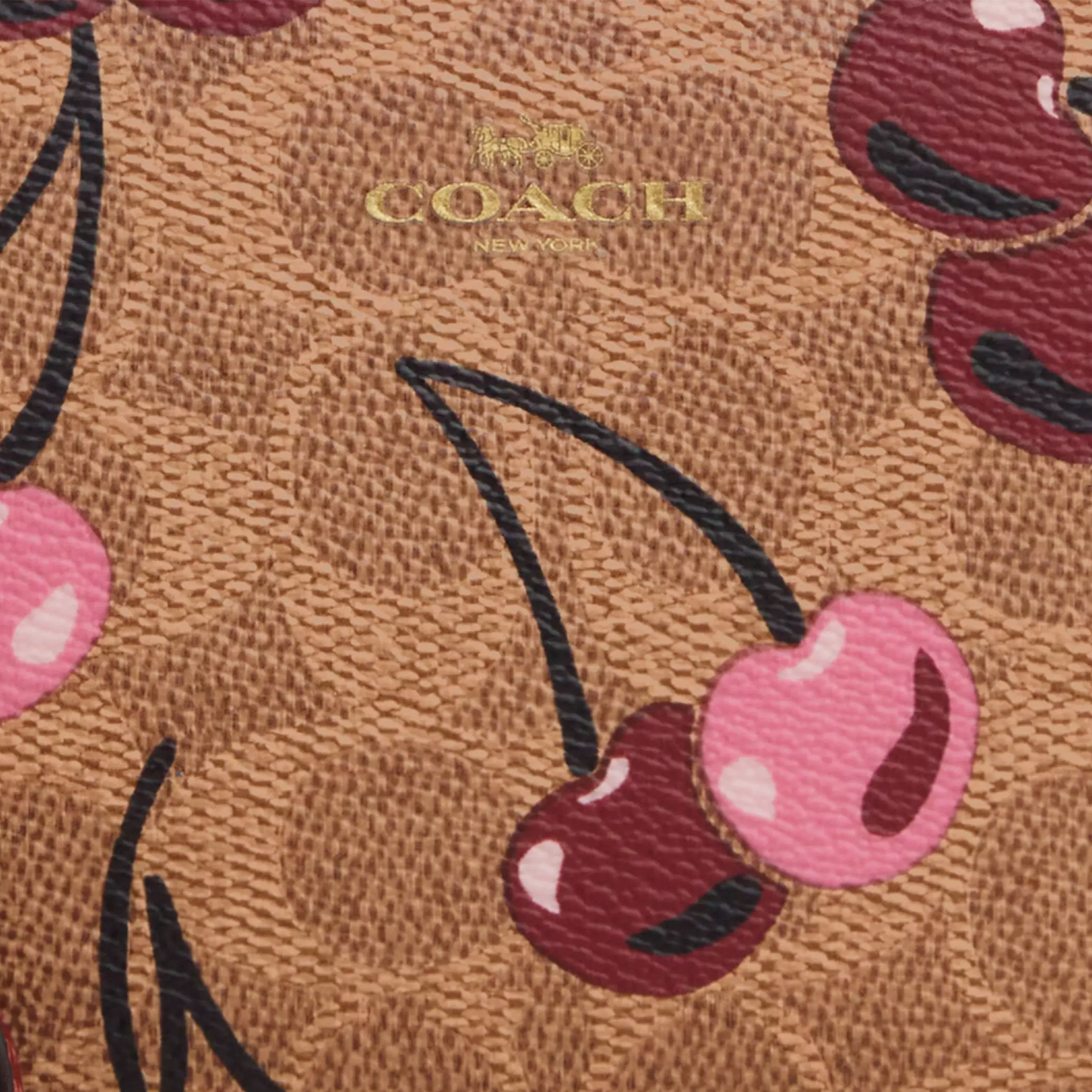 Monedero Coach Corner Zip Wristlet In Signature Canvas With Cherry Print