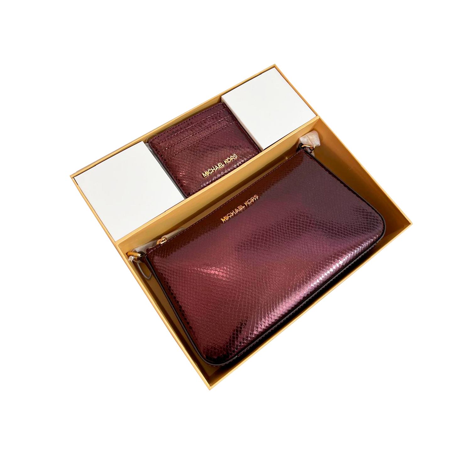 Bolsa Michael Kors Medium Pouch and Card Case Gift Set Oxblood