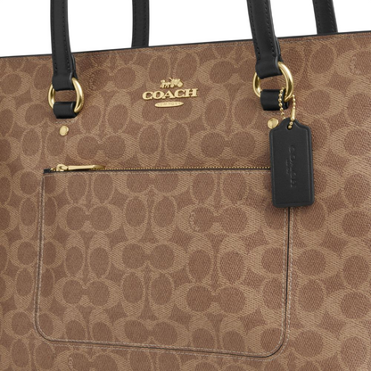 Bolsa Coach Station Tote Bag In Signature Canvas Tan Black
