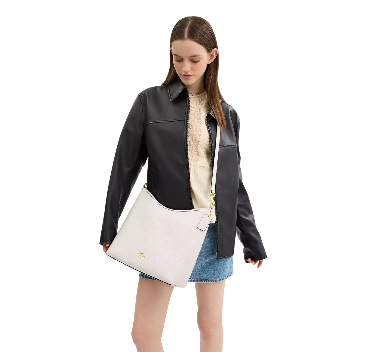 Bolsa Coach Laurel Large Shoulder Bag Chalk