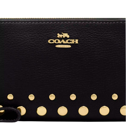 Monedero Coach Corner Zip Wristlet With Rivets Black