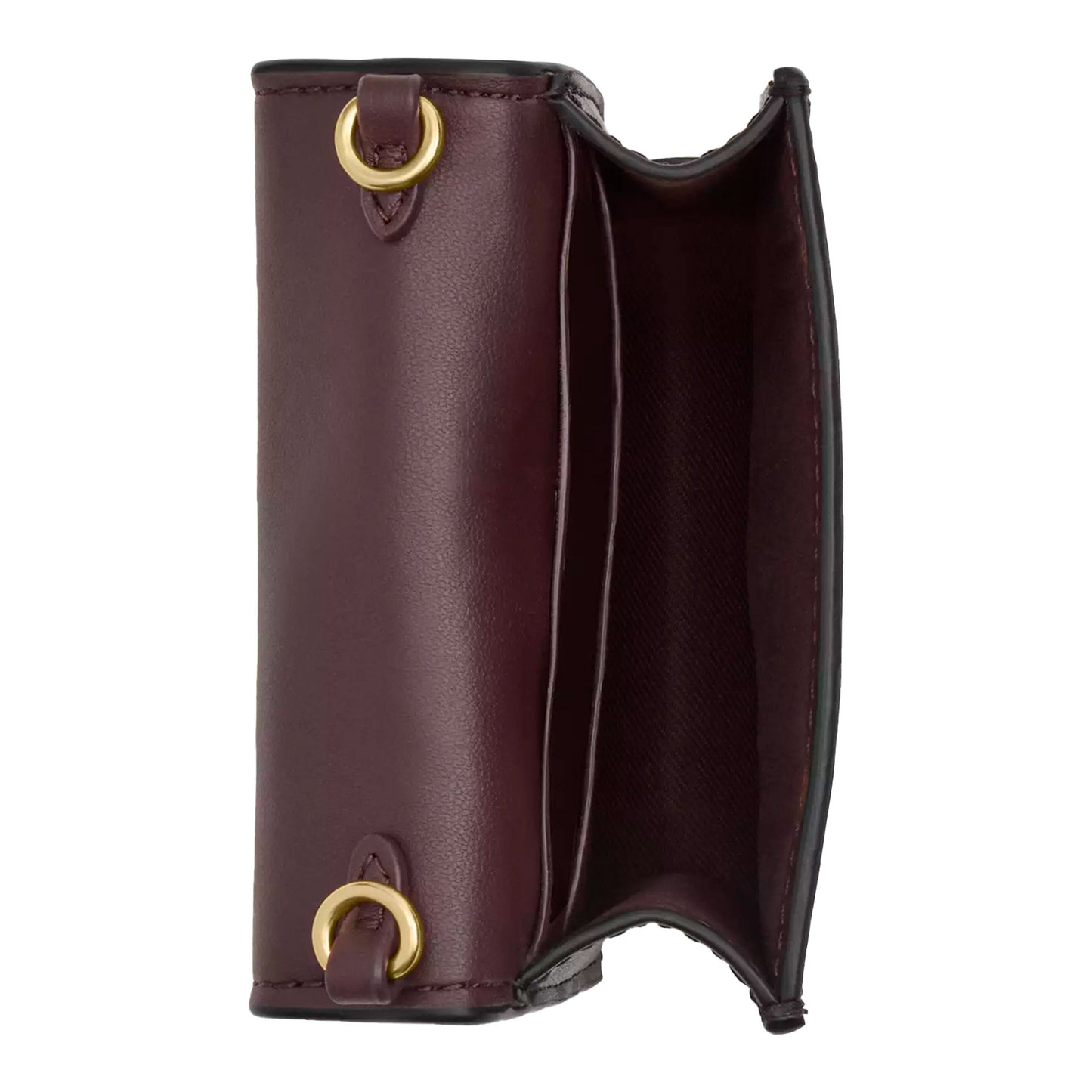 Bolsa Coach Mini Wallet On A Chain In Signature Canvas Walnut Black