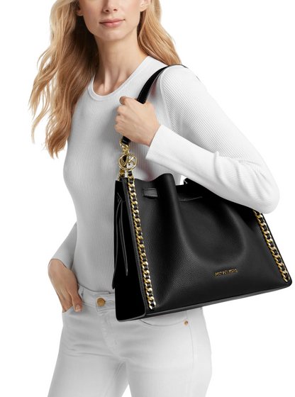 Bolsa Michael Kors Mina Large Chain Shoulder Bag Black