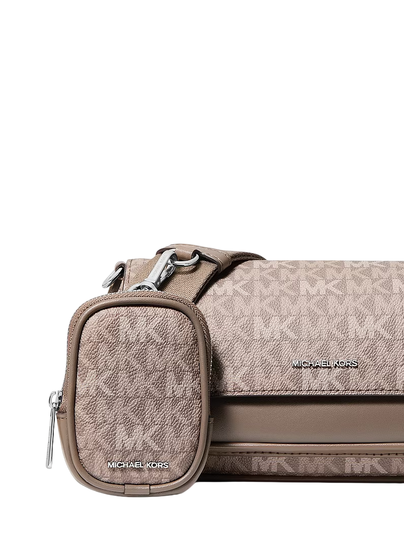 Bolsa Michael Kors Jet Set Travel Small Signature Logo Crossbody Bag With Pouch Mushroom