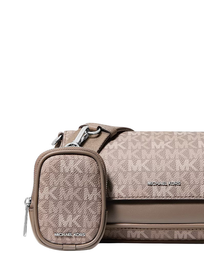 Bolsa Michael Kors Jet Set Travel Small Signature Logo Crossbody Bag With Pouch Mushroom