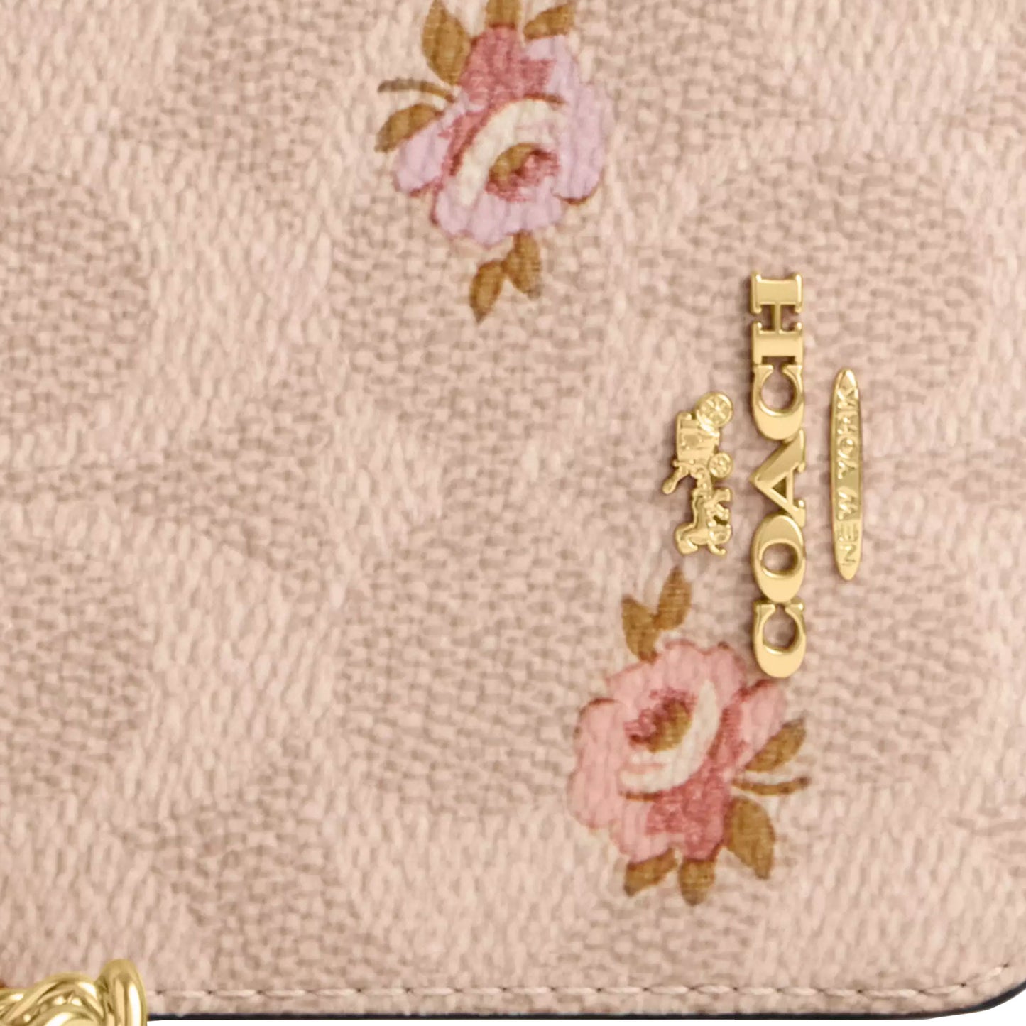 Monedero Coach Zip Card Case In Signature Canvas With Floral Print Sand Multi