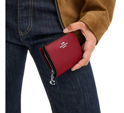 Cartera Coach Snap Wallet Dark Cardinal