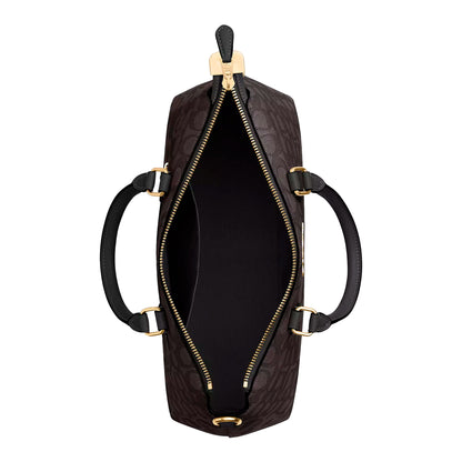 Bolsa Coach Georgia Satchel Bag In Signature Canvas Walnut Black