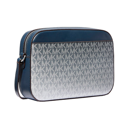 Bolsa Michael Kors Jet Set Large Ombré Signature Logo Crossbody Body Navy