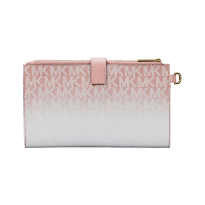 Cartera Michael Kors Jet Set Large Ombré Signature Logo Wristlet Powder Blush
