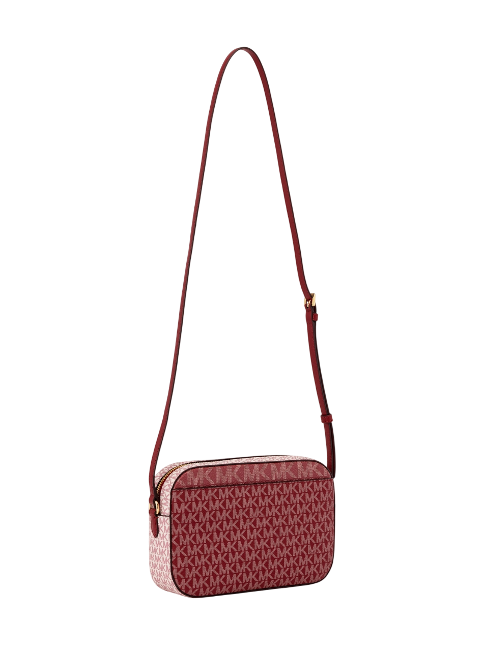 Bolsa Michael Kors Jet Set Large Metallic Signature Logo Crossbody Bag Cherry