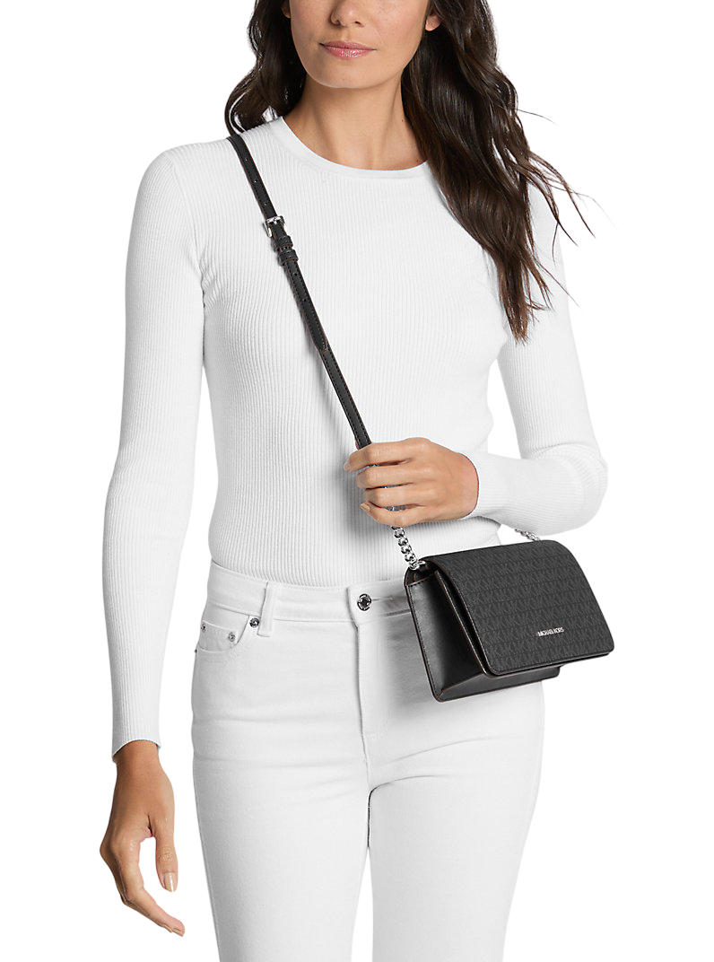 Bolsa Michael Kors Jet Set Medium Signature Logo Crossbody Bag Black