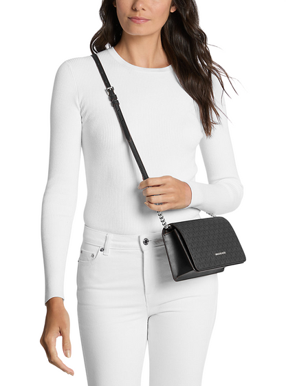 Bolsa Michael Kors Jet Set Medium Signature Logo Crossbody Bag Black