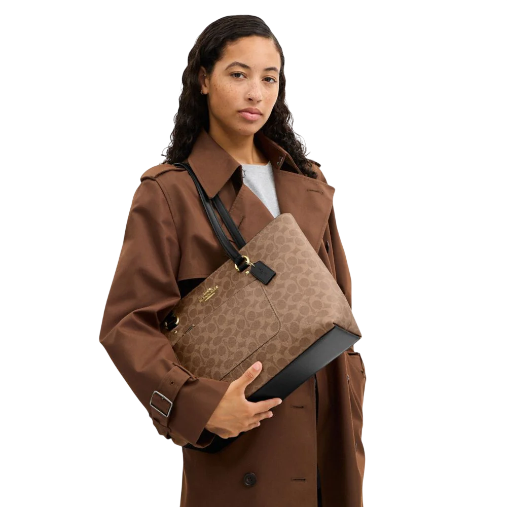 Bolsa Coach Station Tote Bag In Signature Canvas Tan Black