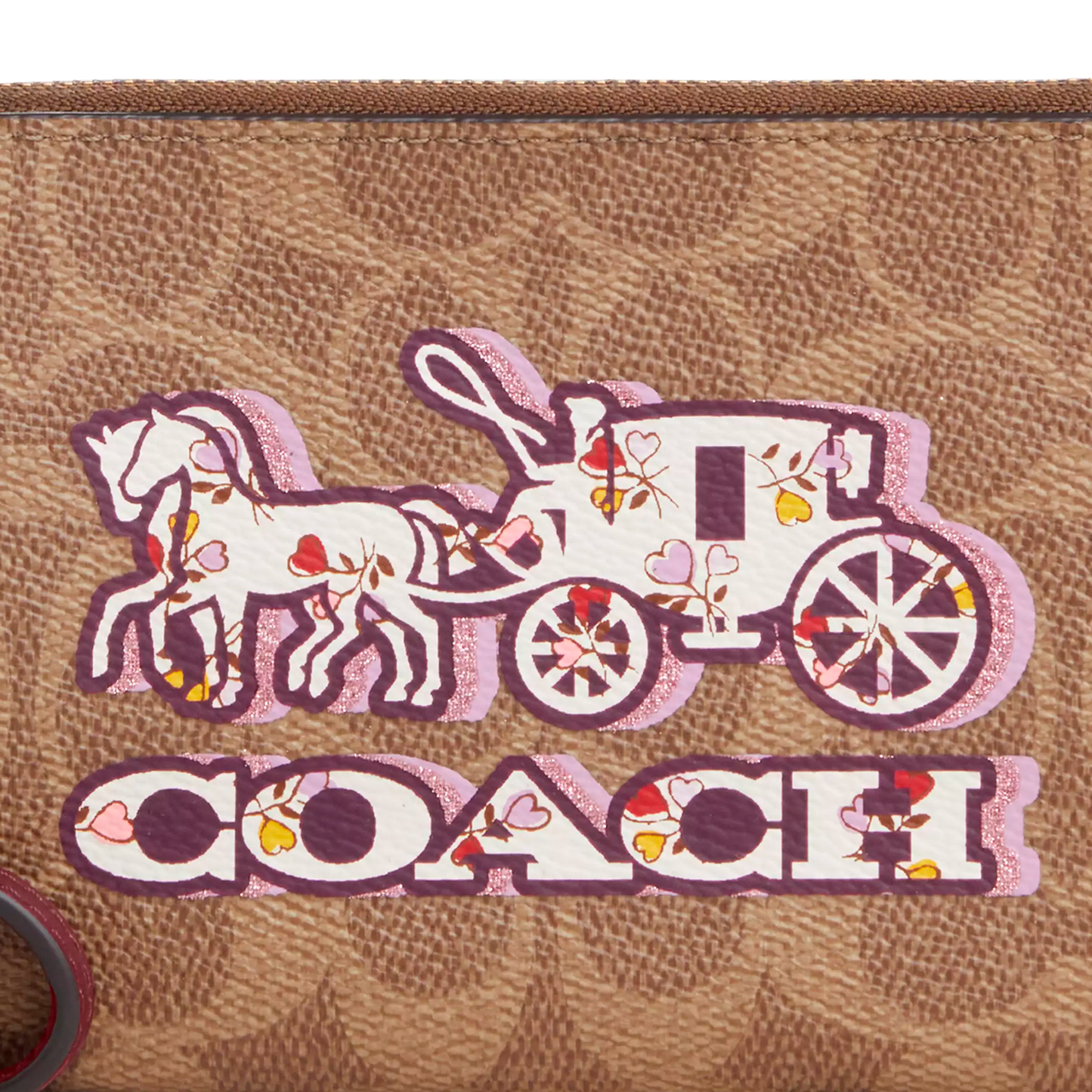 Monedero Coach Corner Zip Wristlet Signature Canvas With Horse And Carriage Print