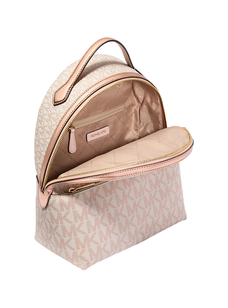 Mochila Michael Kors Sheila Medium Two-Tone Signature Logo Backpack Rose Gold