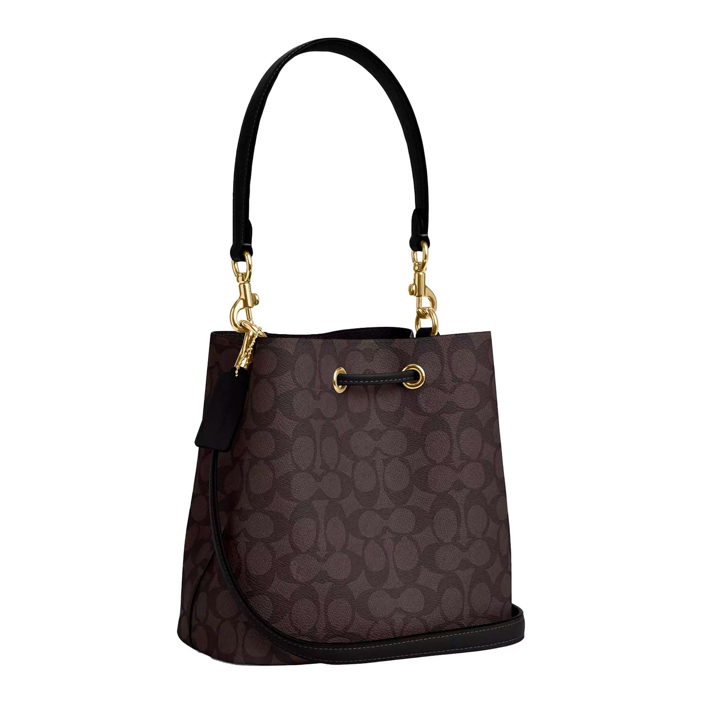 Bolsa Rowan Bucket Bag In Signature Canvas Walnut Black
