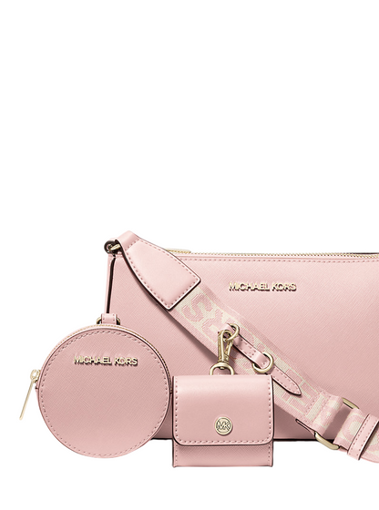 Bolsa Michael Kors Jet Set Saffiano Leather Crossbody Bag with Case for Apple Airpods Pro