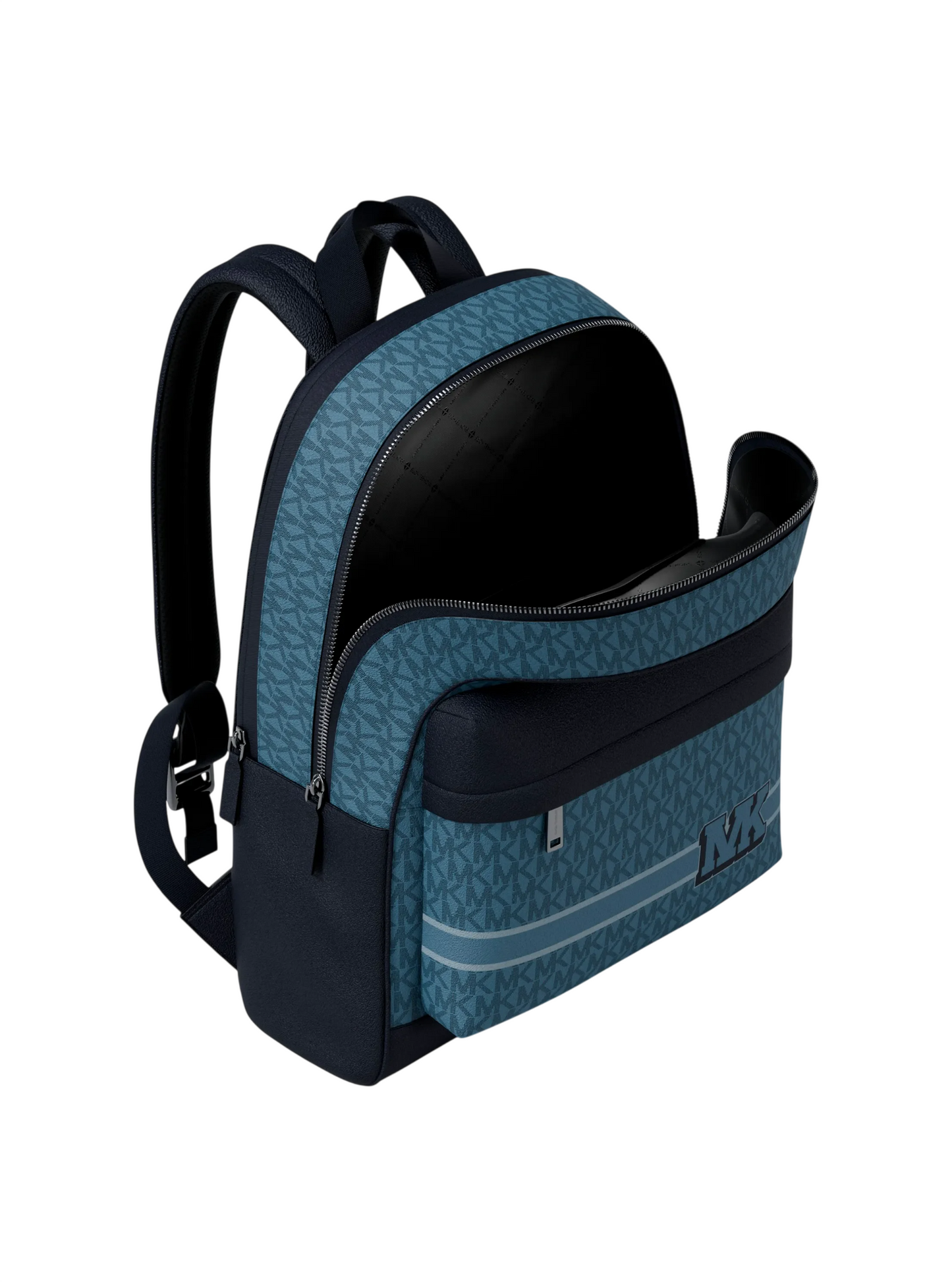 Mochila Michael Kors Pacey Embellished Striped Signature Logo Backpack Denim