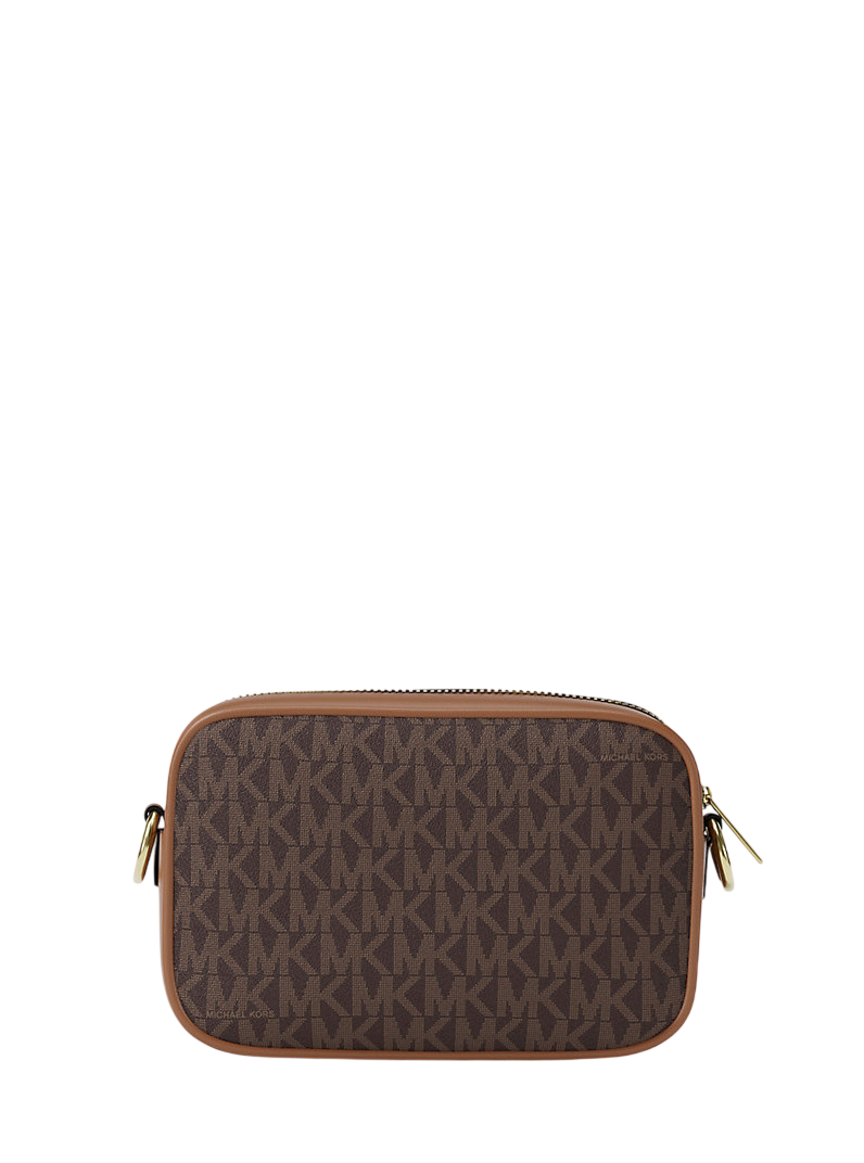 Bolsa Michael Kors Jet Set Small Signature Logo Camera Crossbody Bag Brown