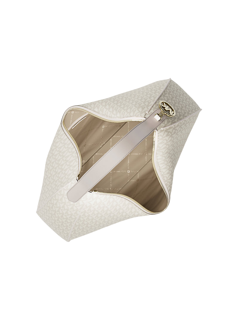 Bolsa Michael Kors Nayla Medium Signature Logo Shoulder Bag Light Cream Multi