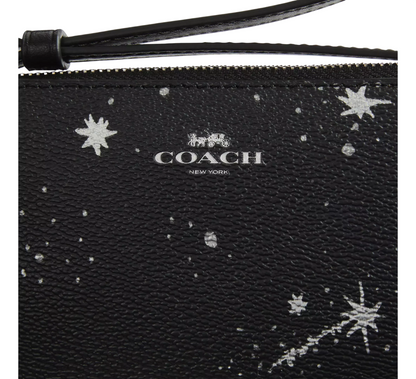 Monedero Coach Corner Zip Wristlet With Star Print Black Multi
