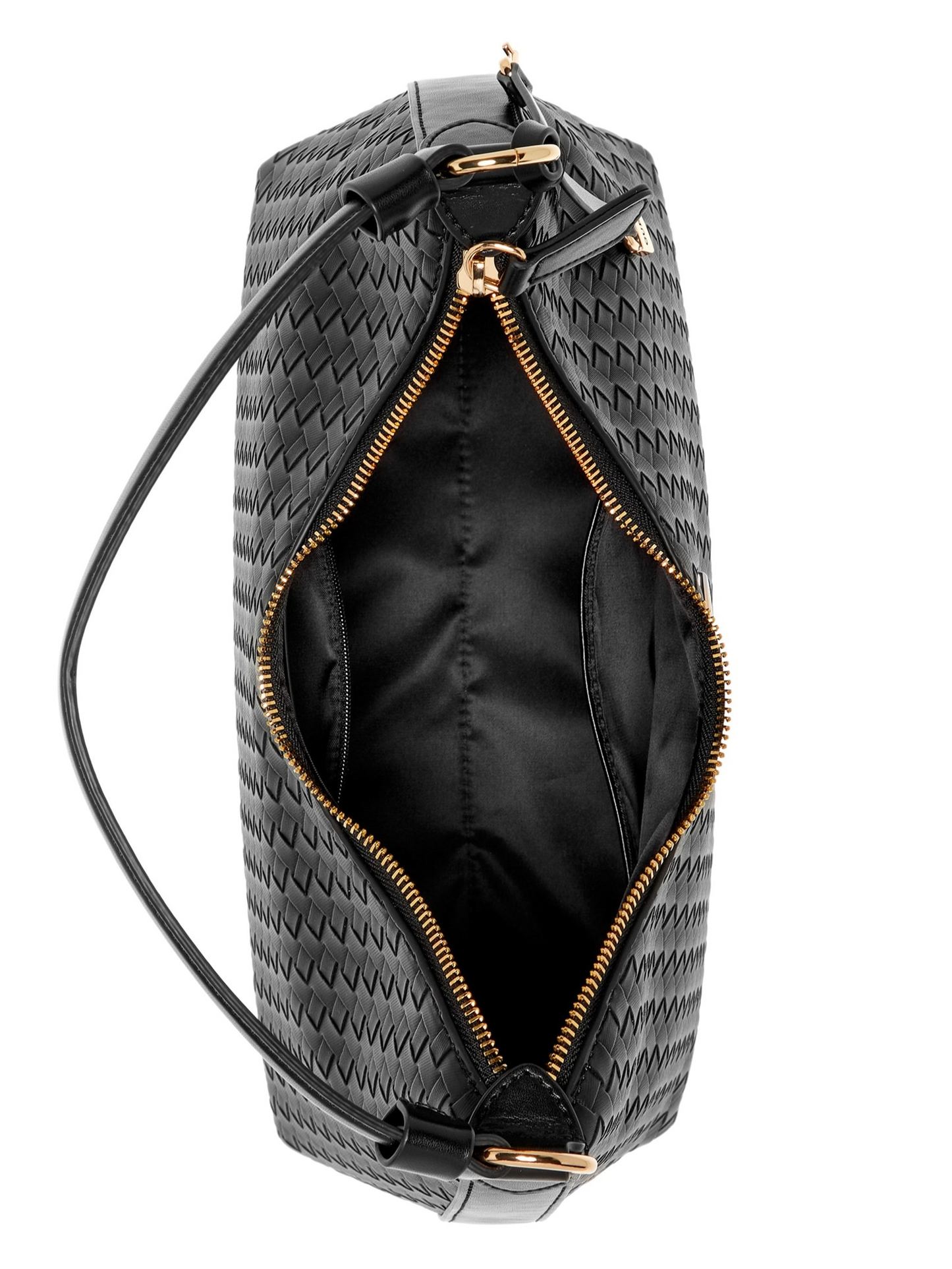 Bolsa Guess Elysia Woven Shoulder Bag Black