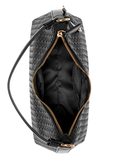 Bolsa Guess Elysia Woven Shoulder Bag Black