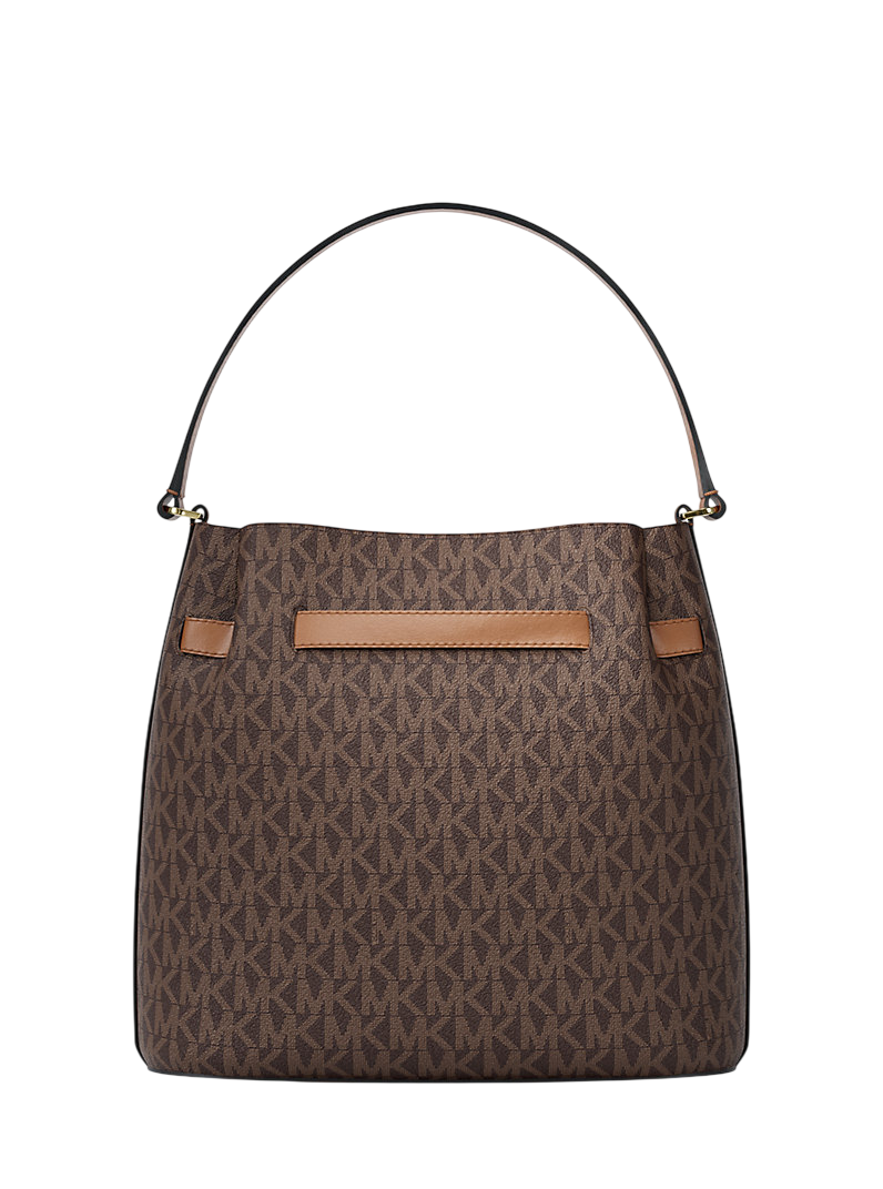 Bolsa Michael Kors Carson Medium Signature Logo Convertible Bucket Crossbody Bag Brown