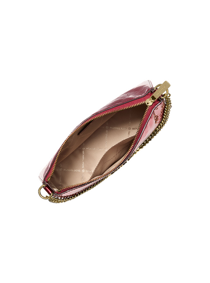 Bolsa Michael Kors Jet Set Medium Metallic Logo Debossed Pochette and Card Case Gift Set Cherry
