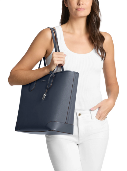 Bolsa Michael Kors Eva Large Saffiano Leather Tote Bag Navy