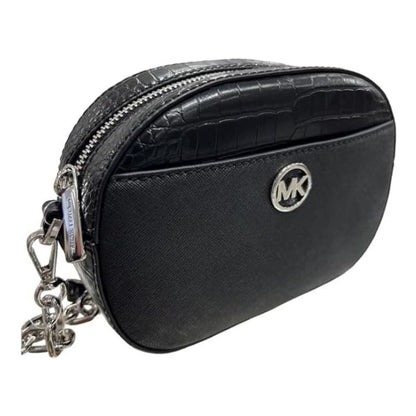 Bolsa Michael Kors Jet Set Glam Small Front Pocket Oval Xbody Leather Black