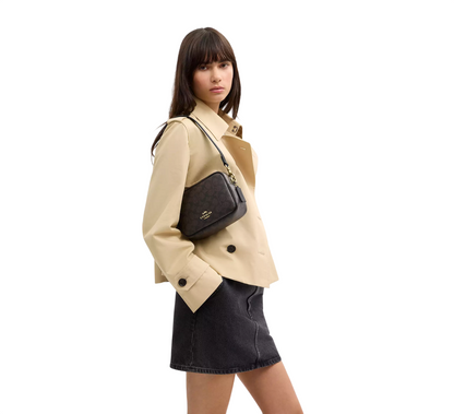 Bolsa Corssbody Mini Carey Crossbody Bag In Signature Canvas Walnut Black