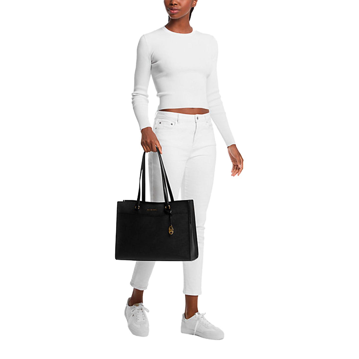 Bolsa Michael Kors Jet Set Travel Large Pocket Saffiano Leather Tote Bag Black