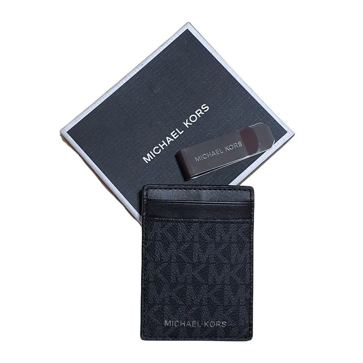 Tarjetero Michael Kors Logo Card Case with Bill Clip Black