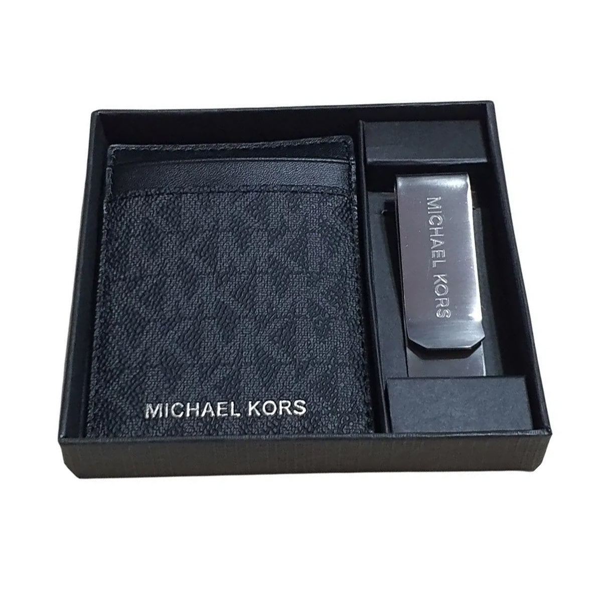 Tarjetero Michael Kors Logo Card Case with Bill Clip Black